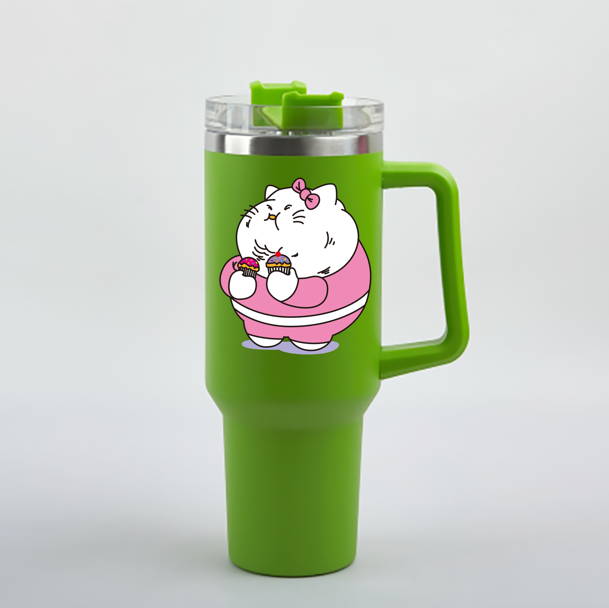 （画像用） Hello Kitty ハローキティ 1200mL車用タンブラー - クリスタルステッカー（プラスチックストロー付き）